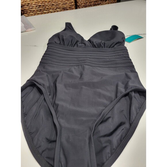 NWT Black Aqua Green Women's Swimsuit One piece Adjustable Strap Size M - Picture 6 of 12